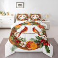 jejeloiu Kids Red Cardinal Comforter Set Twin Size Christmas Theme Bedding Set for Boys Girls Teens Xmas Birds Animal Lemon Winter Wood Duvet Quilt Room Decor