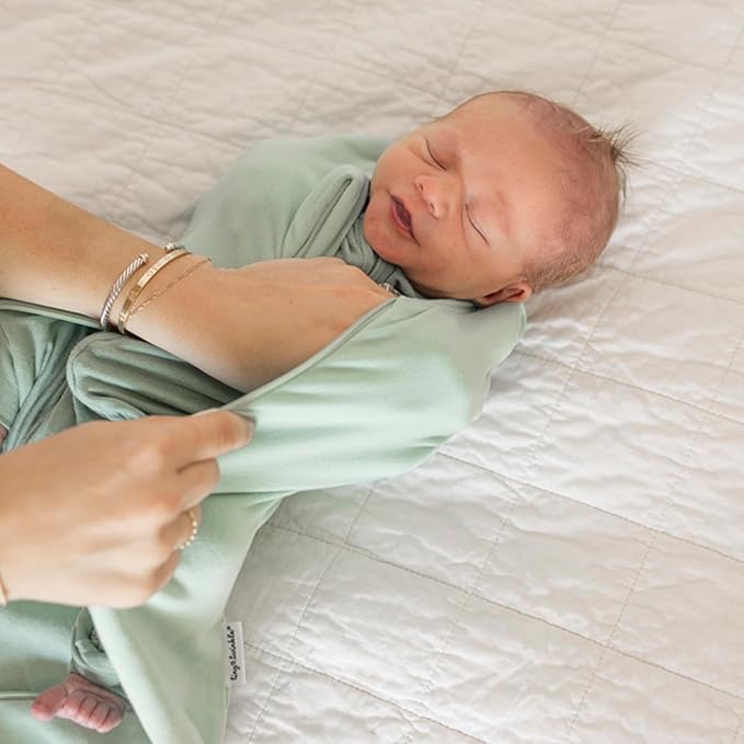 Tiny Twinkle Baby Sleep Sack 0-3 Months 1.0 TOG, Cotton & Elastane Wearable Blanket, Swaddle Transition Micro-Fleece, Machine Washable (Sage)