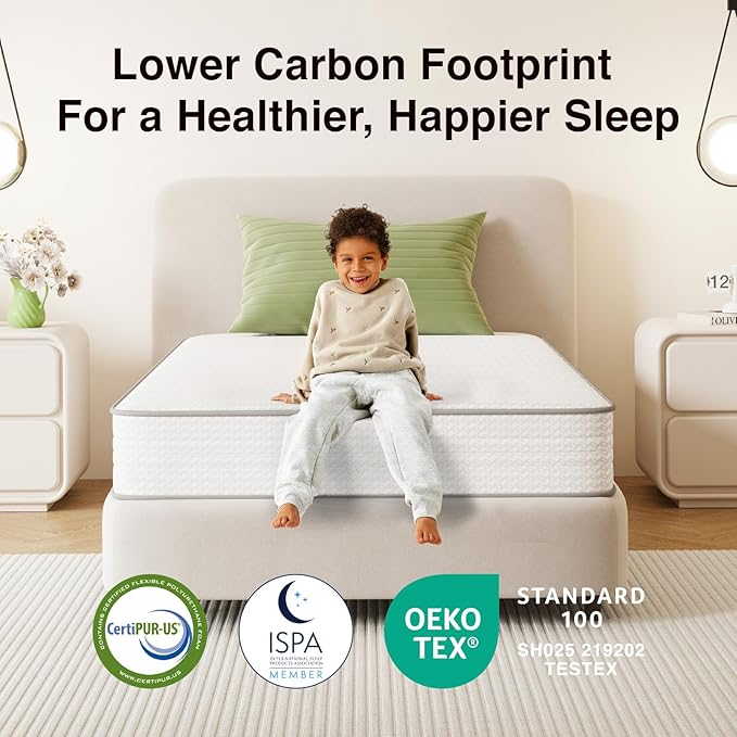 Novilla Queen Mattress, 6 Inch Queen Size Mattresses in a Box with Smarts™ Coil for Pressure Relief, Medium Plush Foam and Spring Hybrid Colchones with CertiPUR-US Certified for Kids