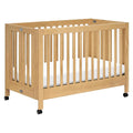 babyletto Maki 2-in-1 Portable Folding Crib with Toddler Bed Conversion Kit in Honey, Greenguard Gold Certified