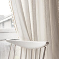 Deeprove White Boho Curtains 96 Inches Long for Nursery Bedroom Christmas Decor, Bohemian Embroidery Cream Weighted Cotton Linen French Country Window Treatments with Tassel, W52 x L96, 1 Panel