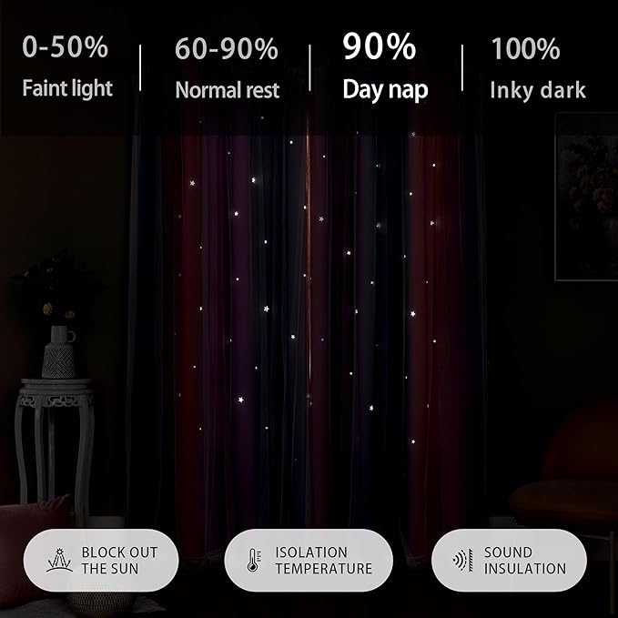XiDi Curtains for Girls Bedroom Kids Room Unicorn Princess Theme Home Decor 63 inches Length Grey/Pink/Purple, W52 X L63 2 Panels