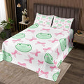 Manfei Pink Bowknot Bedspread King Size,Cartoon Frog Bow Tie Butterfly Knot Princess Coverlet Set,Girls Women Room Decor,Geometric Patchwork Cute Quilted Coverlet,Sweet Bedding Quilt,2 Pillowcases