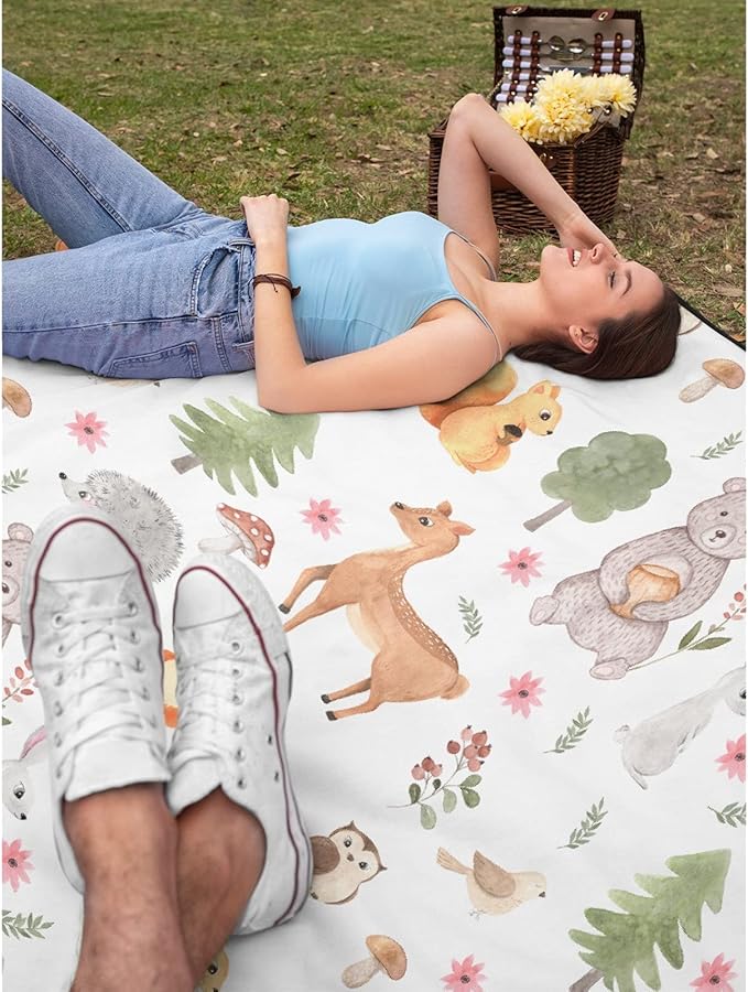 Thuswarm Cute Animals in The Woodland Flannel Blanket for Autumn Winter Gifts Warm Cozy Soft Funny Print Throw for Bed Couch Sofa 40”×30” XSmall for Pets