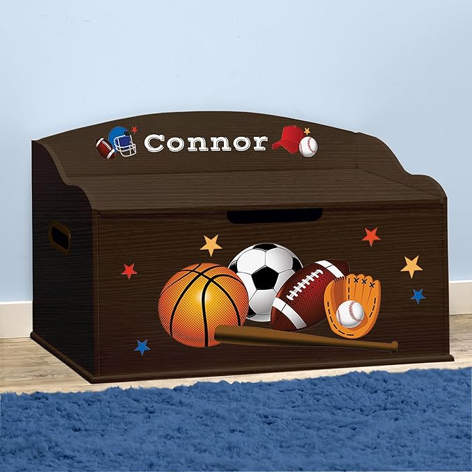 DIBSIES Personalized Creative Wonders Toy Box (Sports, Espresso)