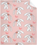 Thuswarm Cute Bunny Pink Flannel Throw Blanket Gifts Warm Cozy Soft Funny Print Blankets for Summer Room Decoration Bed Couch Sofa 60”×50” Medium for Teen