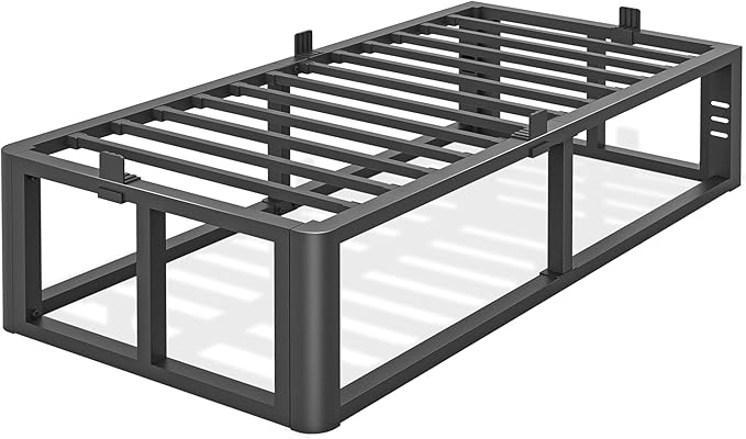 Metal Heavy Duty 18 inch Twin XL Bed Frame with Rounded Corner and Headboard Hole Mattress Retainers 3500 LBS No Box Spring Needed Platform Noise Free Easy Assembly