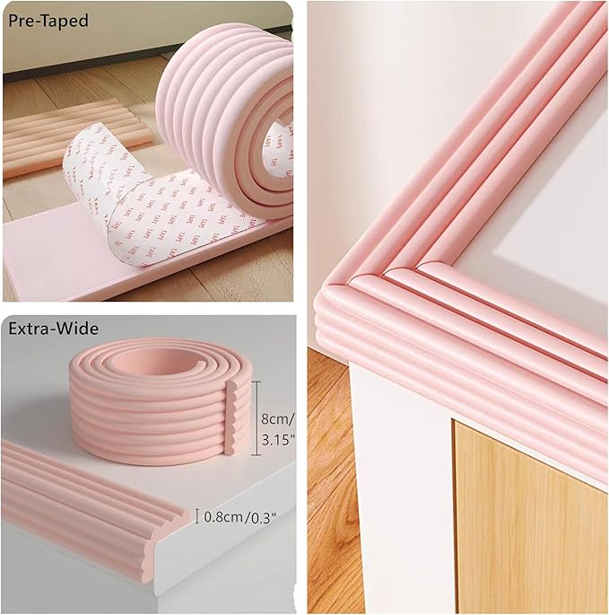 M2cbridge Multifunctional Edge and Corner Guard Coverage Baby Safety Bumper DIY 6.5 Ft (Pink)