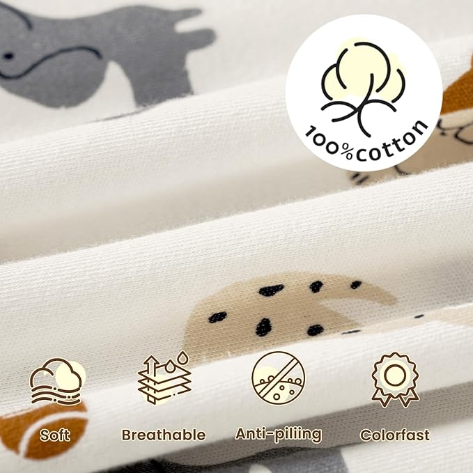 PHF Soft Baby Sleep Sack 0-6 Months 100% Organic Cotton Wearable Blanket, 2-Way Zipper 0.5 TOG Toddler Sleeping Sack 3 Pack, Comfy Sleep Bag for Baby Boys Girls, Pets Dogs (Small)