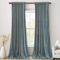 StangH 120 inches Long Stone Blue Velvet Curtains, Extra Long High Ceiling Living Room Curtains Back Tab Room Darkening Thermal Insulated Home Decor for Hall/Villa, W52 x L120, 2 Panels