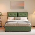 Queen Bed Frame with Headboard, Cloud Boucle Upholstered Bed Frame, Modern Soft Style, Adjustable Headboard, No Box Spring Needed, Easy Assembly, Green