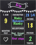 JennyGems Baby Milestone Chalkboard, Baby Monthly Milestones Photo Prop Board, 11.5x14.5 Inch Reusable Chalkboard Sign, Baby's First Year