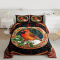 Feelyou Merry Christmas Comforter Set Toddler Size Robin Bird Bedding Set for Kids Boys Girls Snowflake Duvet Quilt Winter Bedroom Decor Microfiber 2 Pcs with 1 Pillow Cases