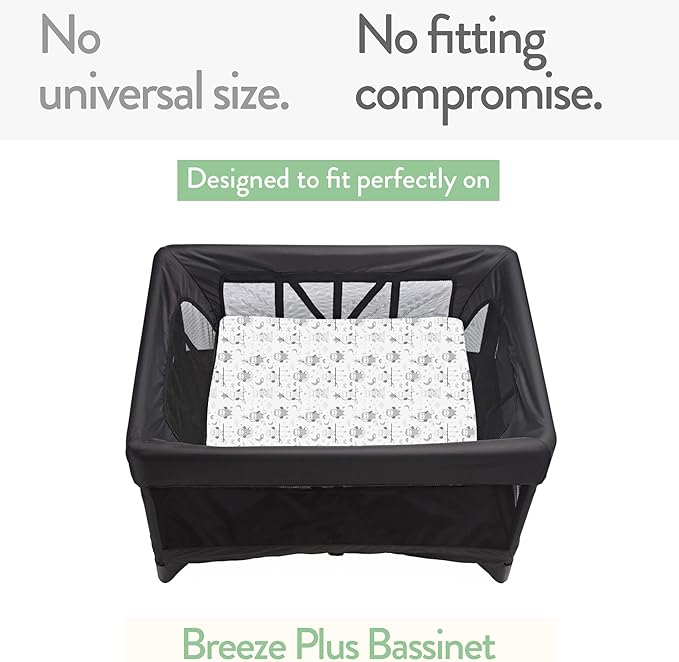 Bassinet Fitted Sheets Compatible with 4moms Breeze Plus Bassinet Model 1045 – Snuggly Soft 100% Jersey Cotton – Beige + Rusty Brown – 2 Pack – Not for Old Models
