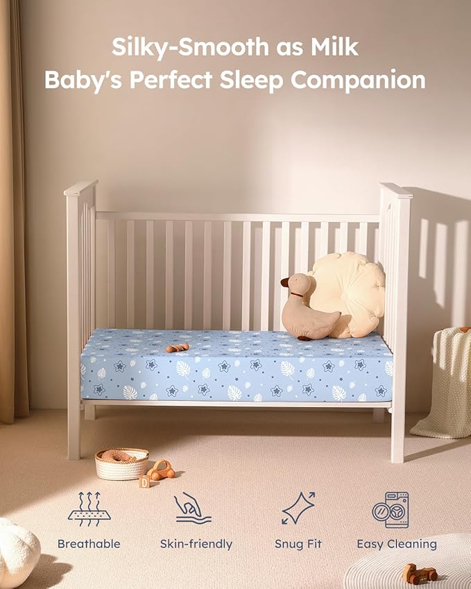 Looxii Baby Crib Sheets for Boys Girls, 3 Pack Fitted Crib Sheet for Standard Crib and Toddler Mattress, Ultra Soft Breathable Microfiber Baby Sheet 52x28x8in