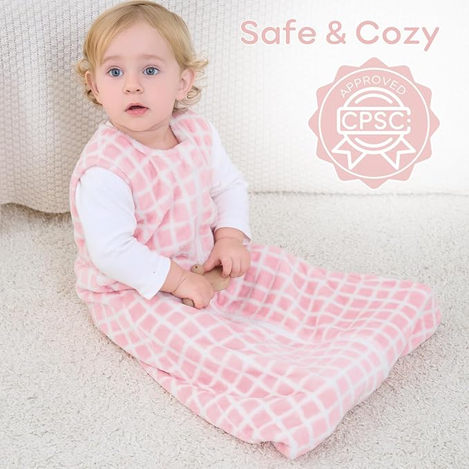 Yoofoss Fleece Baby Sleep Sack 2 Pack 1.5 Tog Baby Wearable Blanket with 2-Way Zipper