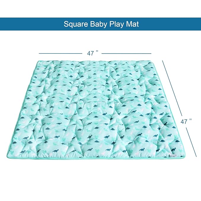 SPRINGSPIRIT Baby Play Mat, 47x47 Infant Play Mat for Playpen, Thicken Cushioned PlayMat for Floor, Non-Slip Washable Baby Playmat, Toddlers, Dinosaur