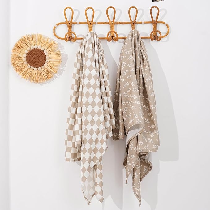 Baby Muslin Swaddle Blankets,2 Pack Receiving Blanket Baby Girl & boy,Large47 x 43 inches,Soft & Skin Friendly Swaddle Blanket Wrap(Brown)