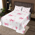 Pink Bow Princess Bedspread Queen Size,Bowknot Geometric Dots Toddler Coverlet Set,Girls Women Room Decor,Butterfly Knot Bow Tie Romantic Quilted Coverlet,White Simple Bedding Quilt,2 Pillowcases