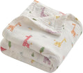 NTBAY 4 Layer Muslin Cotton Toddler Blanket, 42x60 Soft and Breathable Receiving for Newborns and Infants, Perfect for Crib, Stroller, Travel, Lightweight Nursery Blanket, Cartoon Giraffe