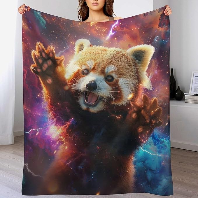 Lesser Panda Blanket Funny Red Panda Gifts for Girls Boys Woman Kids Galaxy Animal Lover Throw Blankets Soft Blanket Warm Fleece Flannel Plush Blankets for Bed Sofa Couch 50"x60"