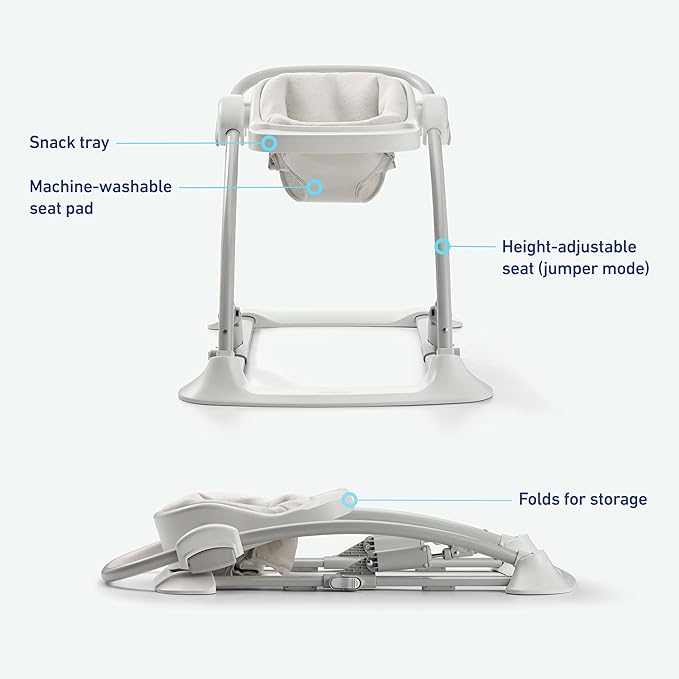Graco Jumpstart 4-in-1 Adjustable Infant Activity Bouncer & Jumper, Versatile Baby Swing, Floor Seat, and Kids Chair with Snack Tray, Lilac Mod