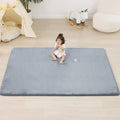 1.3" Thick Baby Floor Play Mat 39x59, Basic Padded Foam Mat for Tummy Time Crawling, Non Slip Cushioned for Babies Toddlers Infants Kids (Light Grey)