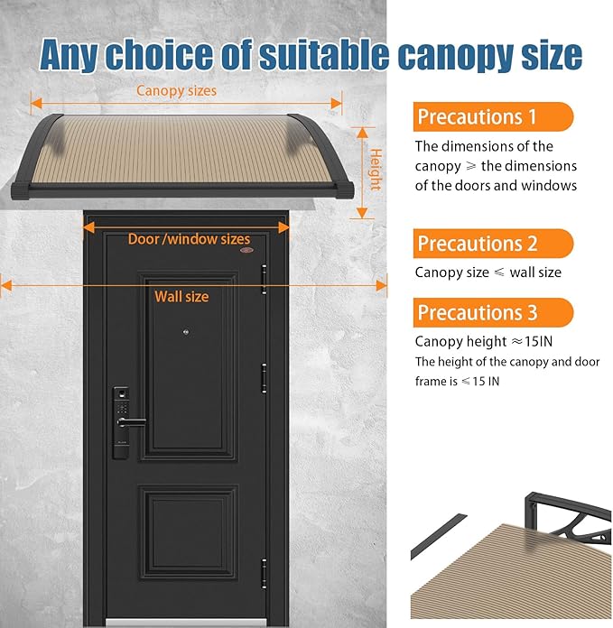 40''*160'' Window and Door Exterior, UV/Rain/Snow/Sunlight Protection Sheet,UPF 50+ Polycarbonate Overhang Canopy,House Overdoor Awnings for Door Entrance Outside/Patio/Porch/Deck