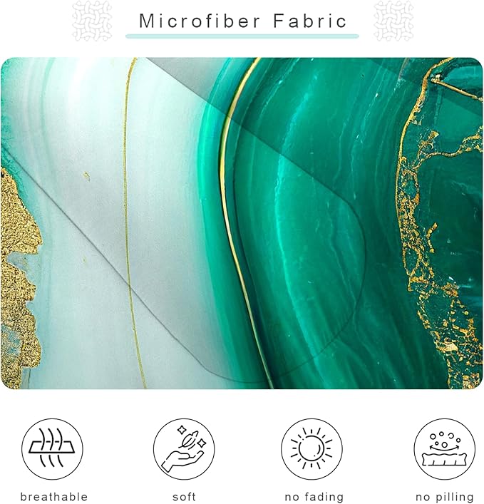 Comforter Set Green Marble: Queen Size Emerald Green Gold Bedding Set for Teen Girls Kids Adults Abstract Turquoise Watercolor Marbling Quilt Bed Sets 1 Comforter & 2 Pillowcases