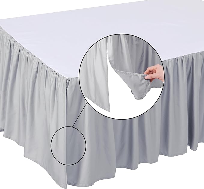 Crib Skirt Dust Ruffle, 100% Egyptian Cotton 400 Thread Count Soft Breathable Crib Bedding Skirt for Baby, Boys and Girls, Fading Resistant (Grey)