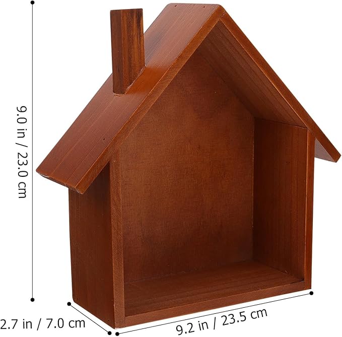 BESPORTBLE Wooden House-Shaped Storage Rack Small Wall-Mounted Decorative Shelf for Living Bedroom Stylish Practical Household Organizer