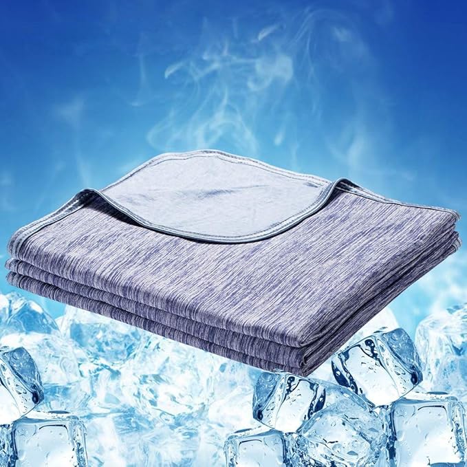 LUXEAR Cooling Blanket for Hot Sleepers Night Sweats Queen Size Cool Summer Blanket 79 X 86in Japanese Q-Max>0.5 Arc-Chill Cooling Fiber Keep Adults/Children Cool Soft Breathable All-Season-Blue