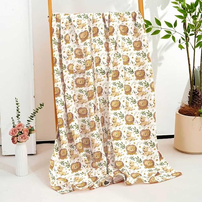 Baby Muslin Swaddle Blankets,2 Pack Receiving Blanket Baby Girl & boy,Large47 x 43 inches,Soft & Skin Friendly Swaddle Blanket Wrap(Animals)