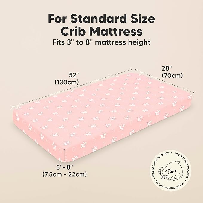 KeaBabies 2-Pack Organic Crib Sheets for Boys, Girls - 52x28 Fitted Crib Mattress Sheet Neutral, Breathable Jersey Cotton Cover for Baby Bed, Toddler Mattress, Soft & Cute Prints (Dreamland)