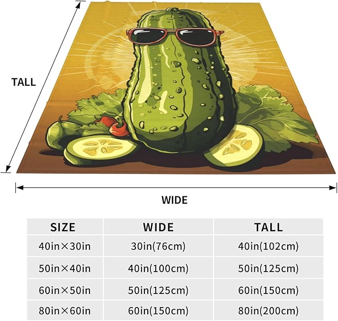 Funny Pickles Dill Blanket Gifts for Girls Women Flannel Throw Blankets for Home Couch Bed Sofa Soft Fuzzy Lightweight Decor All Season 60x50 Inches