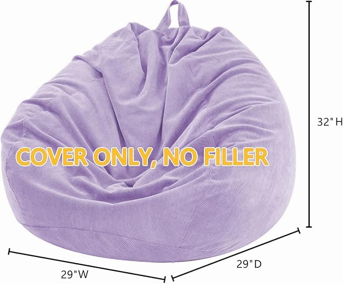 Nobildonna Bean Bag Chair Cover (No Filler) for Kids and Adults,Beanbag Stuffed Animal Storage Without Filling Plush Toys Holder and Organizer Soft Premium Corduroy 200L