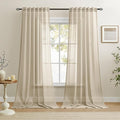 Dreaming Casa Taupe Sheer Curtains 102 Inches Long, Rod Pocket & Back Tab Light Filtering Textured Sheers for Living Room Bedroom, 2 Panels, Each 52" W x 102" L