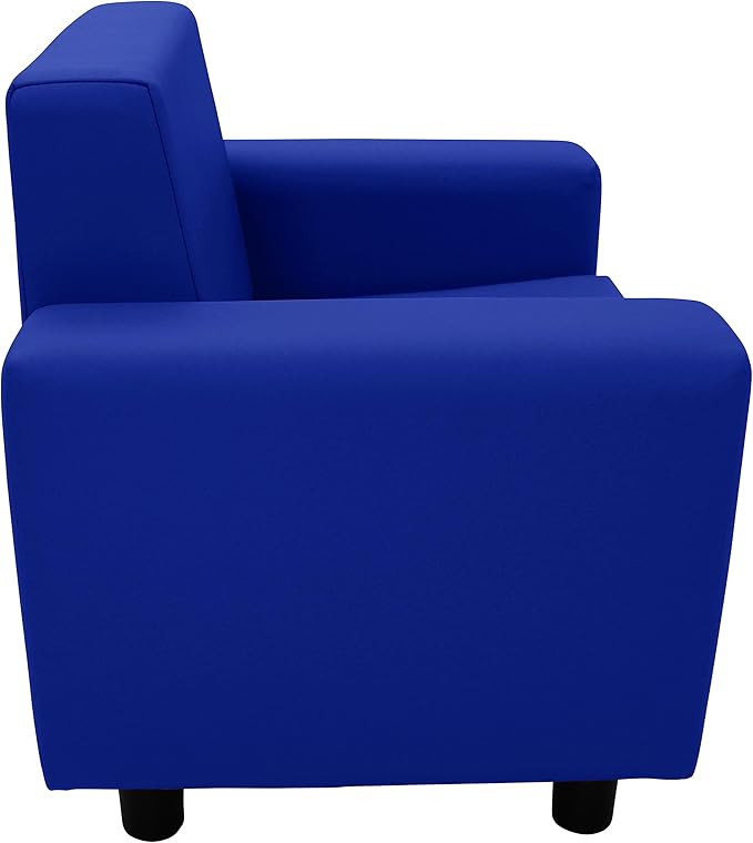 Factory Direct Partners SoftScape Inspired Playtime Classic Reading Chair, Children's Commercial-Grade Upholstered Furniture for Home, Daycare, Preschool, Library; Comfy Modern Design - Blue, 14472-BL