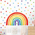 Large Rainbow Wall Decal, Peel and Stick Colourful Rainbows Wall Stickers, Multicolor Polka Dots Wall Decor, Vibrant Rainbow Decoration for Girls Bedroom Kids Nursery Classroom Playroom