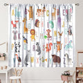 Kids Alphabet Curtains Cute Cartoon Animal Funny Educational Learning Curtain with Rod Pocket for Nursery Bedroom Playroom Home Decor Drapes Window Treatments 2 Panels Set 42" W X 63" L