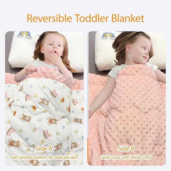 Cuite Pumpkin Baby Toddler Bed Comforter, Down Alternative Toddler Comforter All Season,Quilted Toddler Blanket for Daycare,Baby Kids Crib Quilt for Girls(47x 59 Pink)