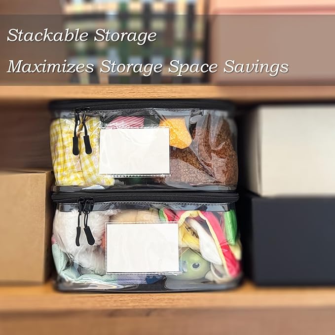Upgraded Large Toy Storage Organizer, Clear Toy Storage Bags with Label & Manual Pocket for Puzzles, etc. (4PCS)