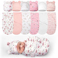 Ramede 6 Pack Preemie Swaddle Blanket with Hats Sleep Swaddle for Baby Boy Girl Preemie Newborn Sacks Soft Cotton Wearable(Bear,Pink)