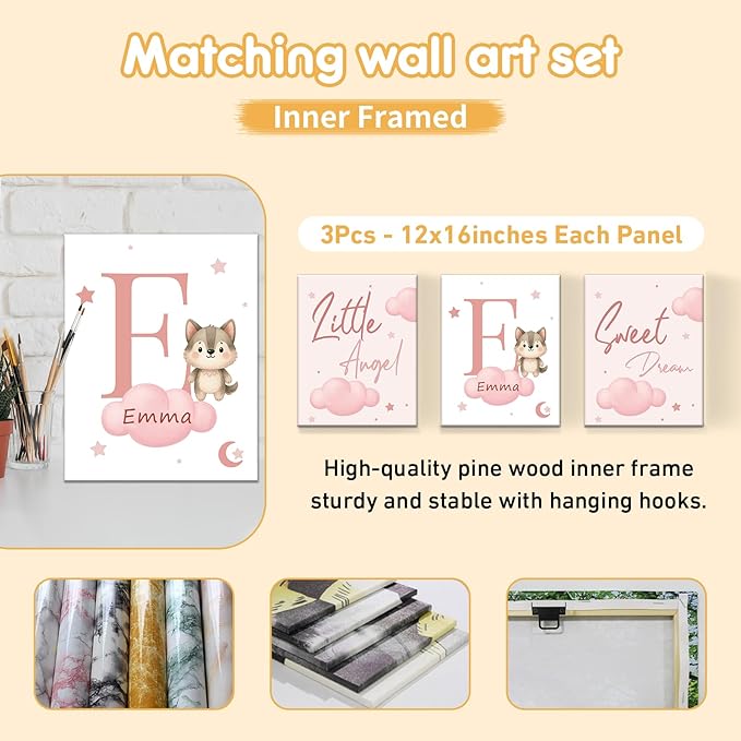 Personalized Crib Bedding Set, 5 Pcs Custom Nursery Bedding Sets with Name, Infant Bedding Set for Baby Girls Boys, Pink Fox Double Layer Baby Crib Set, Toddlers Babies Kids Customized Gifts