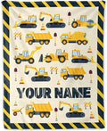 Personalized Construction Blanket for Kids - 30" x 40" Inches Cute Throw Blanket for Boys - Yellow Lightweight Furry Throw for Lap, Couch, Office