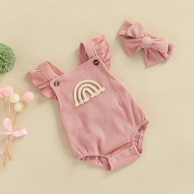Meihuida Newborn Baby Girl Sleeveless Rompers Summer Clothes Cotton Bodysuit with Headband