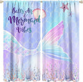 Fantasy Mermaid Curtain Colorful Rainbow Fish Tail Ocean Theme Beautiful Kids Window Treatment for Girls Bedroom Nursery Room Decor Rod Pocket Window Drapes 52x84in