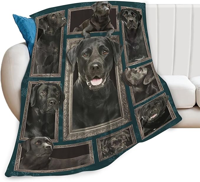 Tijuboni Labrador Retriever Throw Blanket Dog Gifts for Girls Boys Women Men Kids Adults Soft Flannel Fleece Blanket for Couch Sofa Bed Home Decor 50"x60"