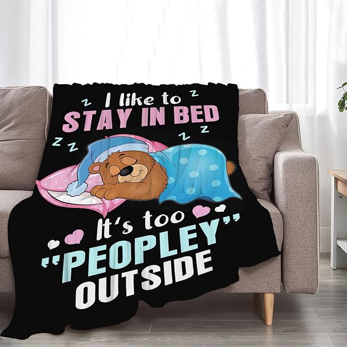 Funny Bear Throw Blanket Bear Gifts for Girls Boys Women Men Kids Adults Soft Flannel Fleece Blanket for Couch Sofa Bed Home Decor 50"x60"