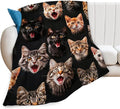 Flannel Cat Throw Blanket, 80"x60", White, Modern Style, Warm, Moisture-Wicking, Perfect for Napping, Reading, Camping, Travel